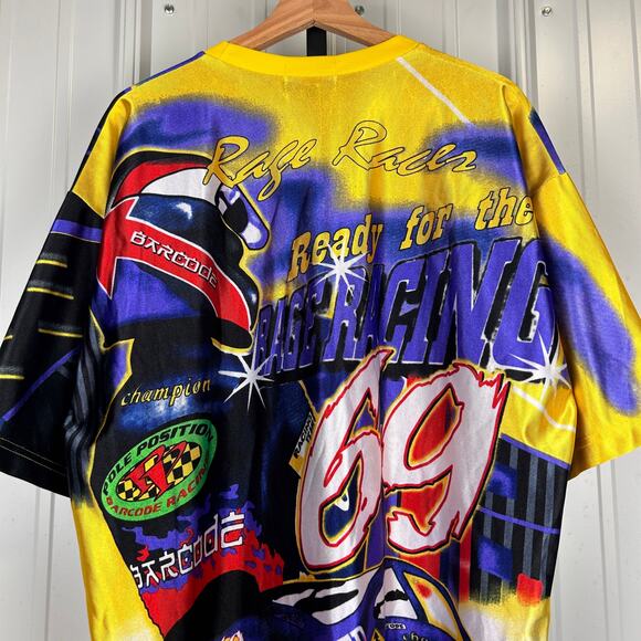 Speed Barcode Rage Racing 69 CRAZY AOP Cyber XL NASCAR Tee - Picture 5 of 6